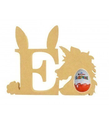 18mm Freestanding wooden Easter Rabbit Letters with Kinder Egg Holder Unicorn - BT NEWS - 200mm Height